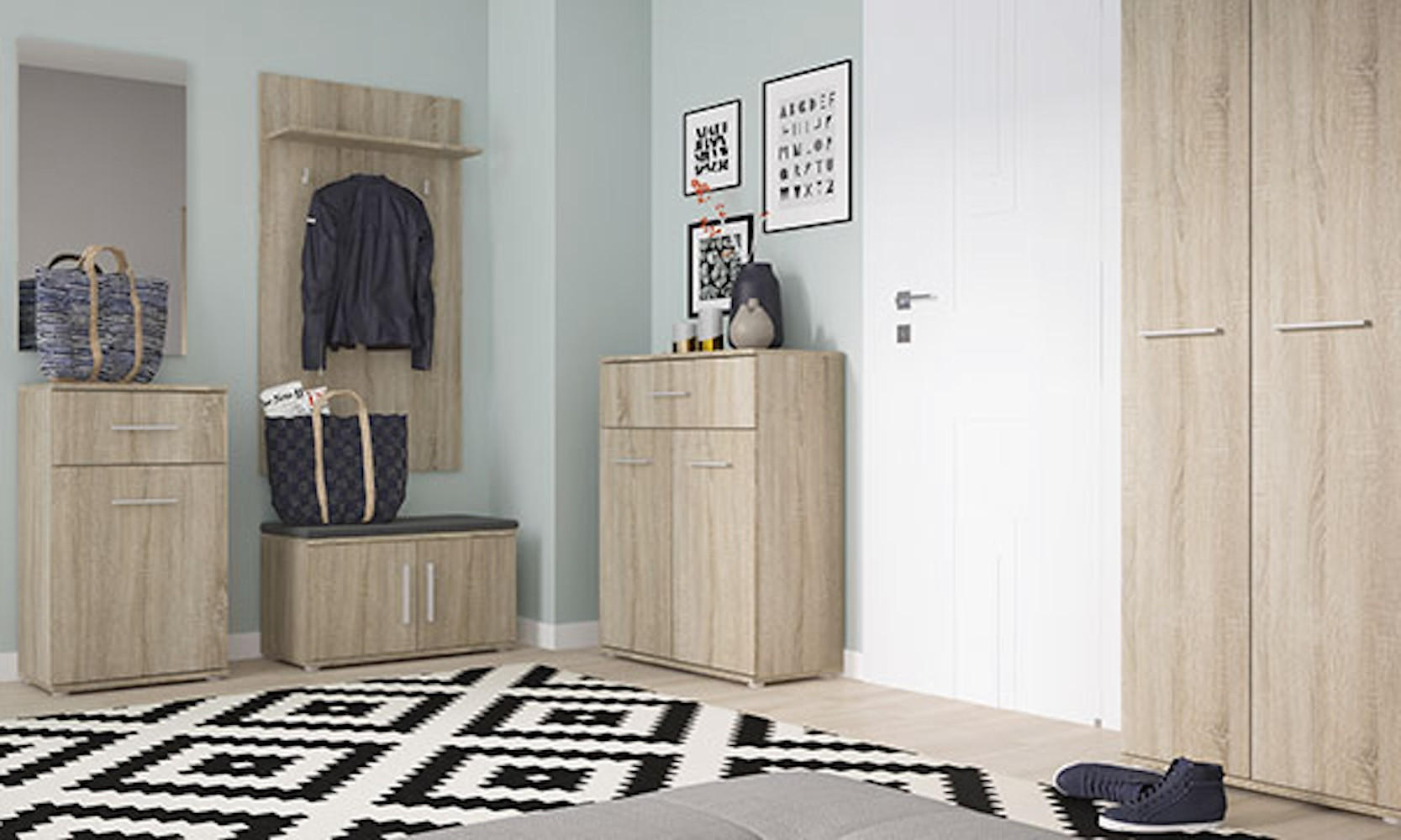 Thumbnail - Feldmann-Wohnen Wandpaneel, Braun, Holz, 1 Fächer, Rechteckig, 74x127x17 cm, Garderobe, Garderobenpaneele, Garderobenpan...