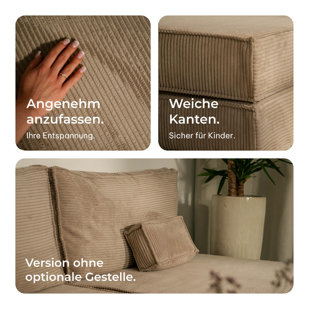 ECKSOFA ANKO modulares Boneless Sofa mit Schlaffunktion Blau Kordstoff - Blau, Textil (270/160cm) - MASSENO