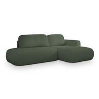 ECKSOFA NUVIRA R-S Grün Boucle-Stoff mit Schlaffunktion - Grün, Holz (274/165cm) - MASSENO