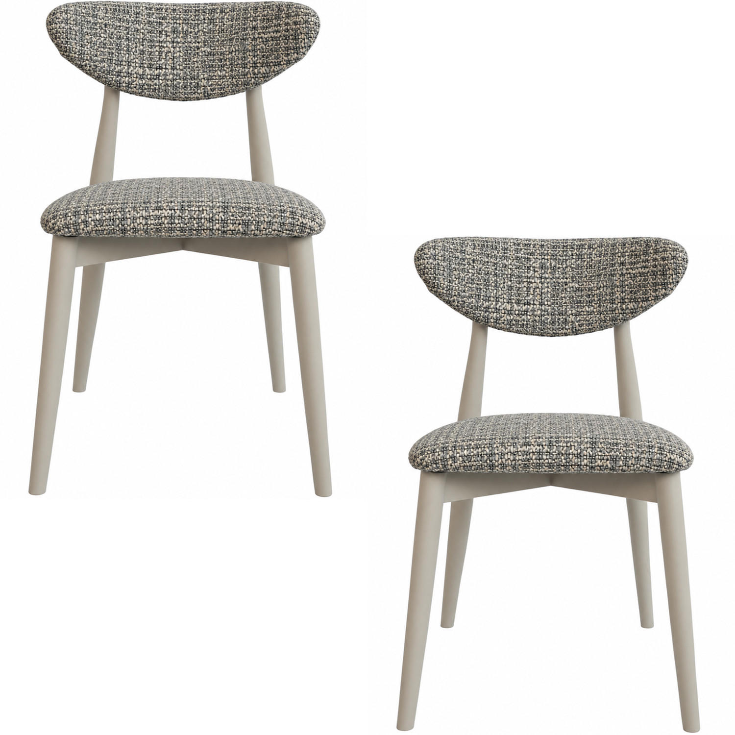 POLSTERSTUHL Mallow – 2er Set – Kaschmirfarbene Holzbeine – Weiche Sitzfläche und Rückenlehne – Grau Webstoff - Kaschmir/Grau, Holz/Textil (53/79/49cm) - WFL GROUP