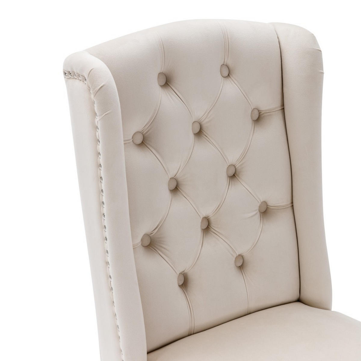 STUHL-SET 2 Stück in Beige Samt - Beige, Textil (45/100/61cm) - KOMHTOM