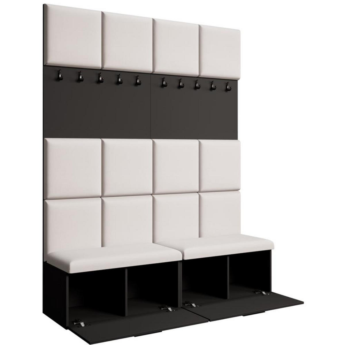 GARDEROBE Margaret I+I 162/203/43 mit gepolsterten Paneelen und Schuhschrank - Beige/Schwarz, Holzwerkstoff/Kunststoff (162/203/43cm) - Beautysofa