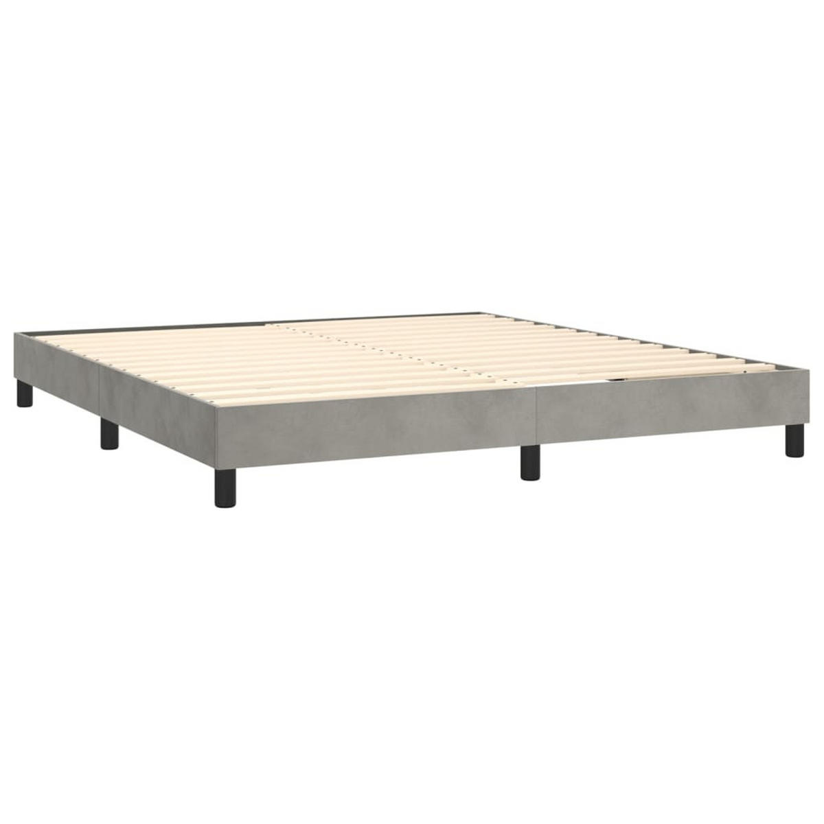 BOXSPRINGBETT MIT MATRATZE & LED HELLGRAU 160X200 CM SAMT - Hellgrau, Holz/Textil - vidaXL