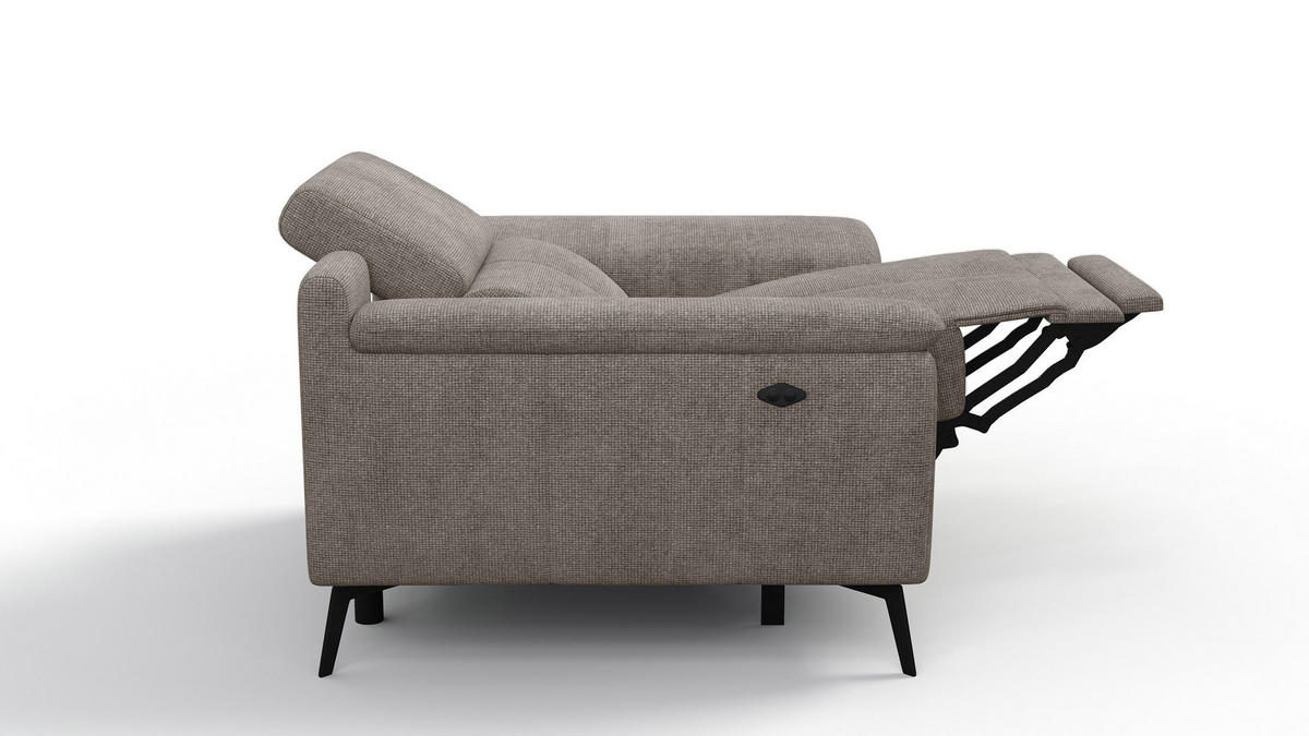 SESSEL FIERO mit Relaxfunktion, taupe - Taupe/Schwarz, Holzwerkstoff/Textil (114/82/103cm) - Courtois Laville