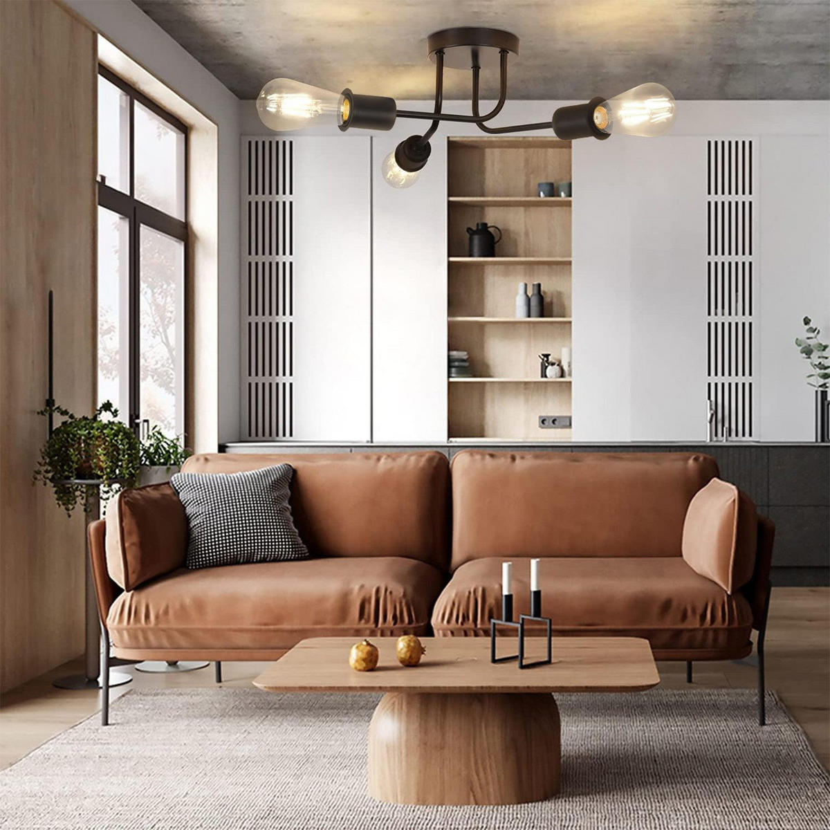 DECKENLEUCHTE Mandell 33.5/33.5/14.5 cm - Schwarz, Metall (33.5/33.5/14.5cm) - Nettlife