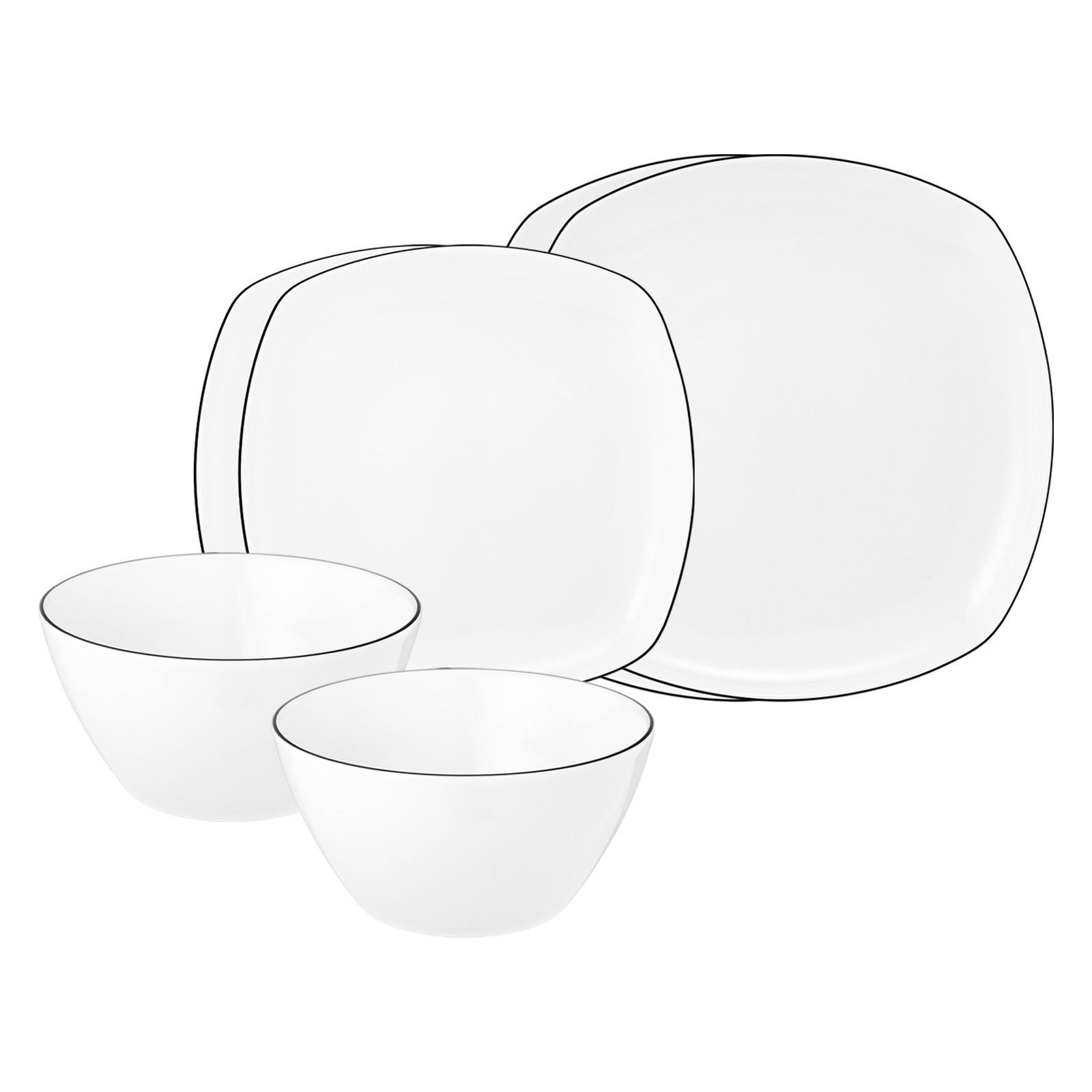 BASIC-SET Lido Black Line weiß 6er Set - Weiß, Keramik (1/1/1cm) - Seltmann Weiden