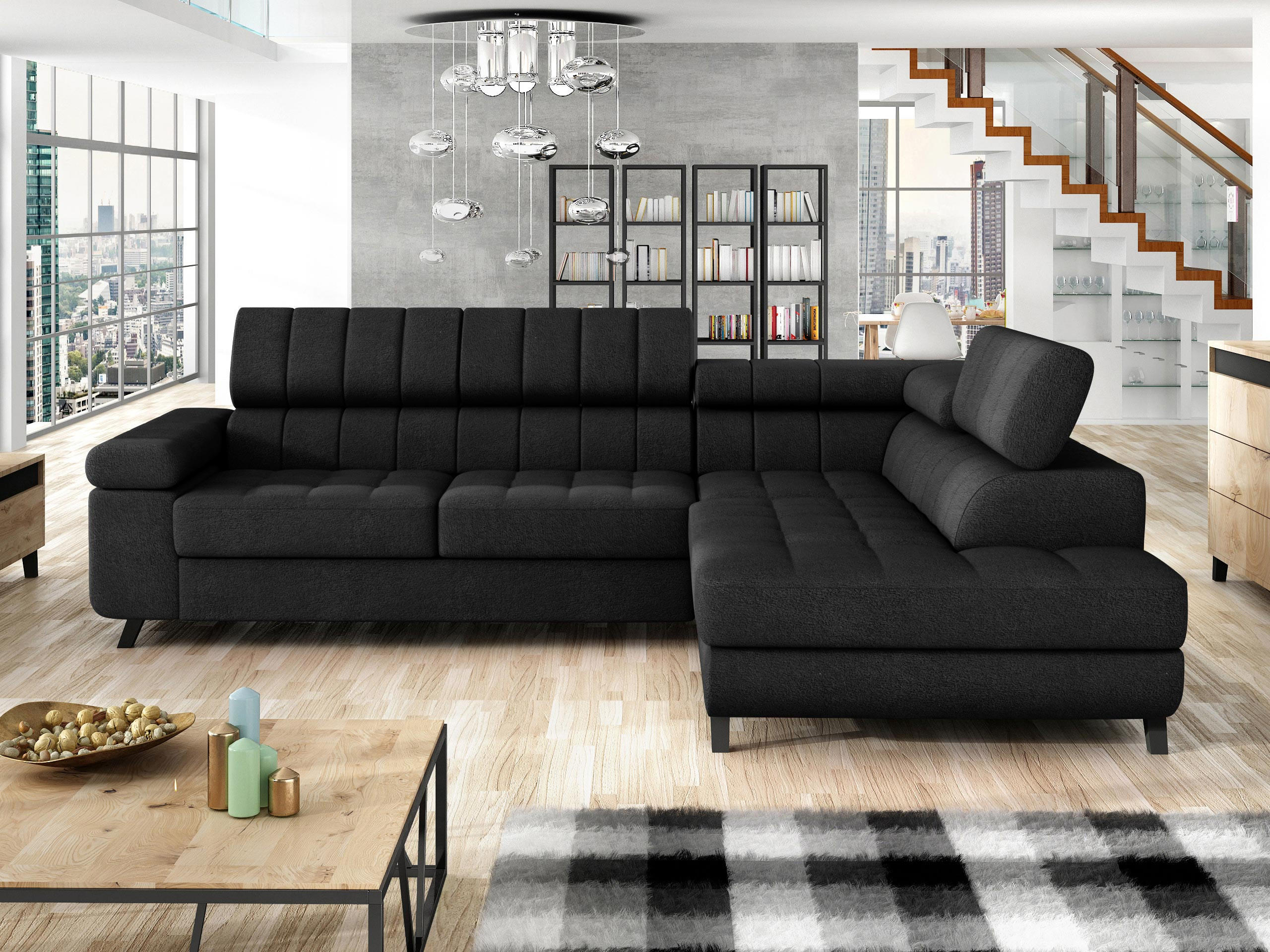 ECKSOFA Nord, Seite: Rechts - Schwarz, Holz/Textil (264/203cm) - MIRJAN24