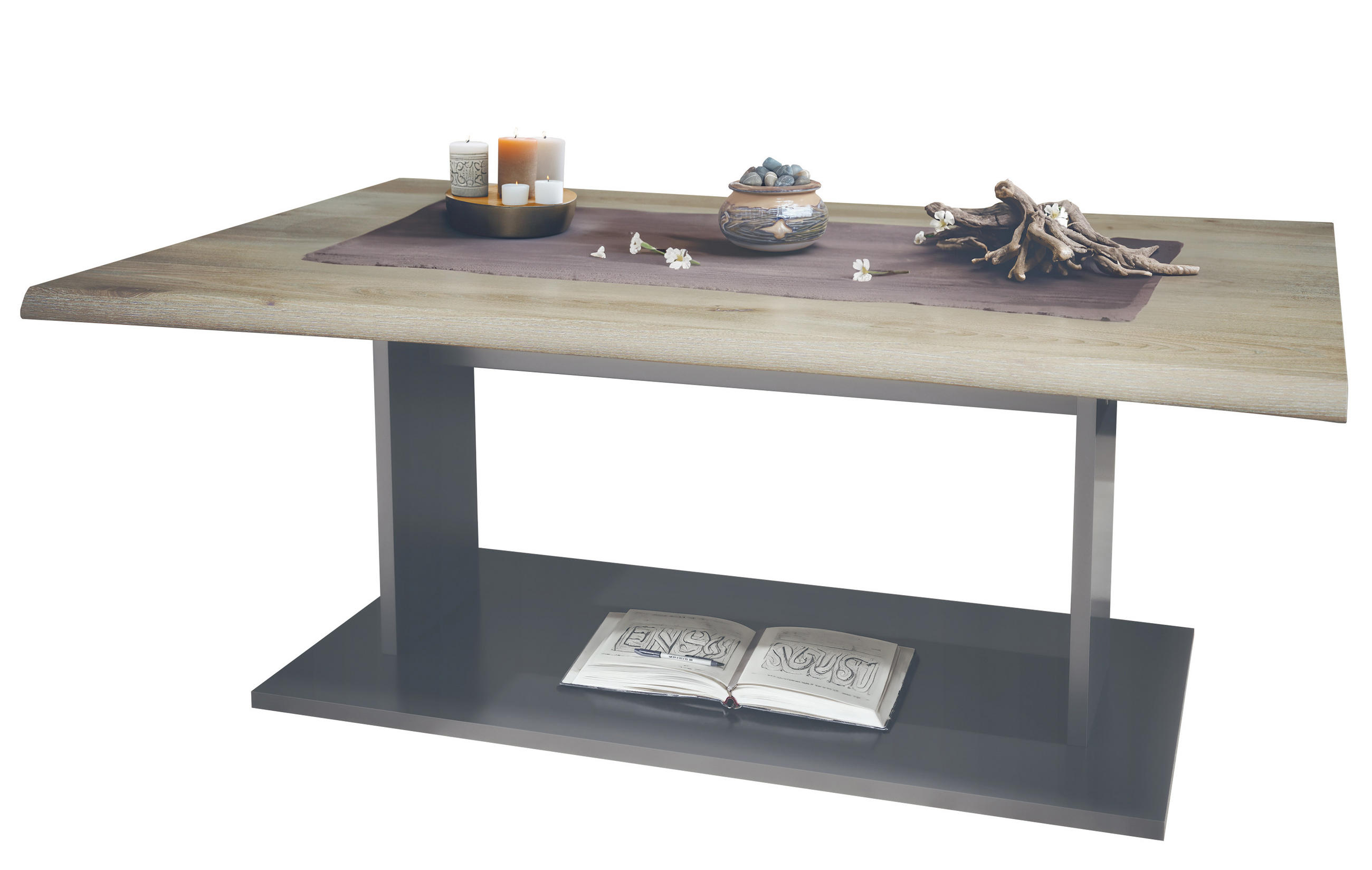 COUCHTISCH Melo Eiche Nordic - Silbereichenfarben, Holzwerkstoff (67.5/102/40cm) - Vladon