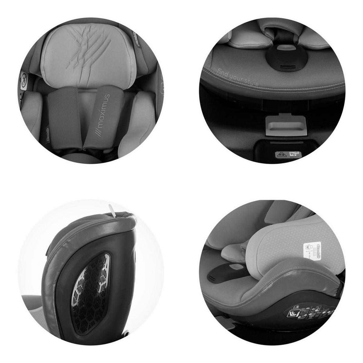 KINDERSITZ Maximus i-Size (40 - 150 cm) grau Isofix Stützbein 360° drehbar - Grau, Kunststoff (43/82/54cm) - Chipolino