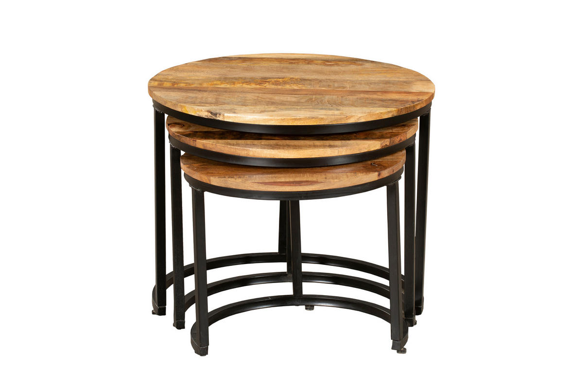 BEISTELLTISCH Heinz 3er Set Mangoholz Braun 50x60x60cm - Braun, Holz (60/60/50cm) - DELUKE