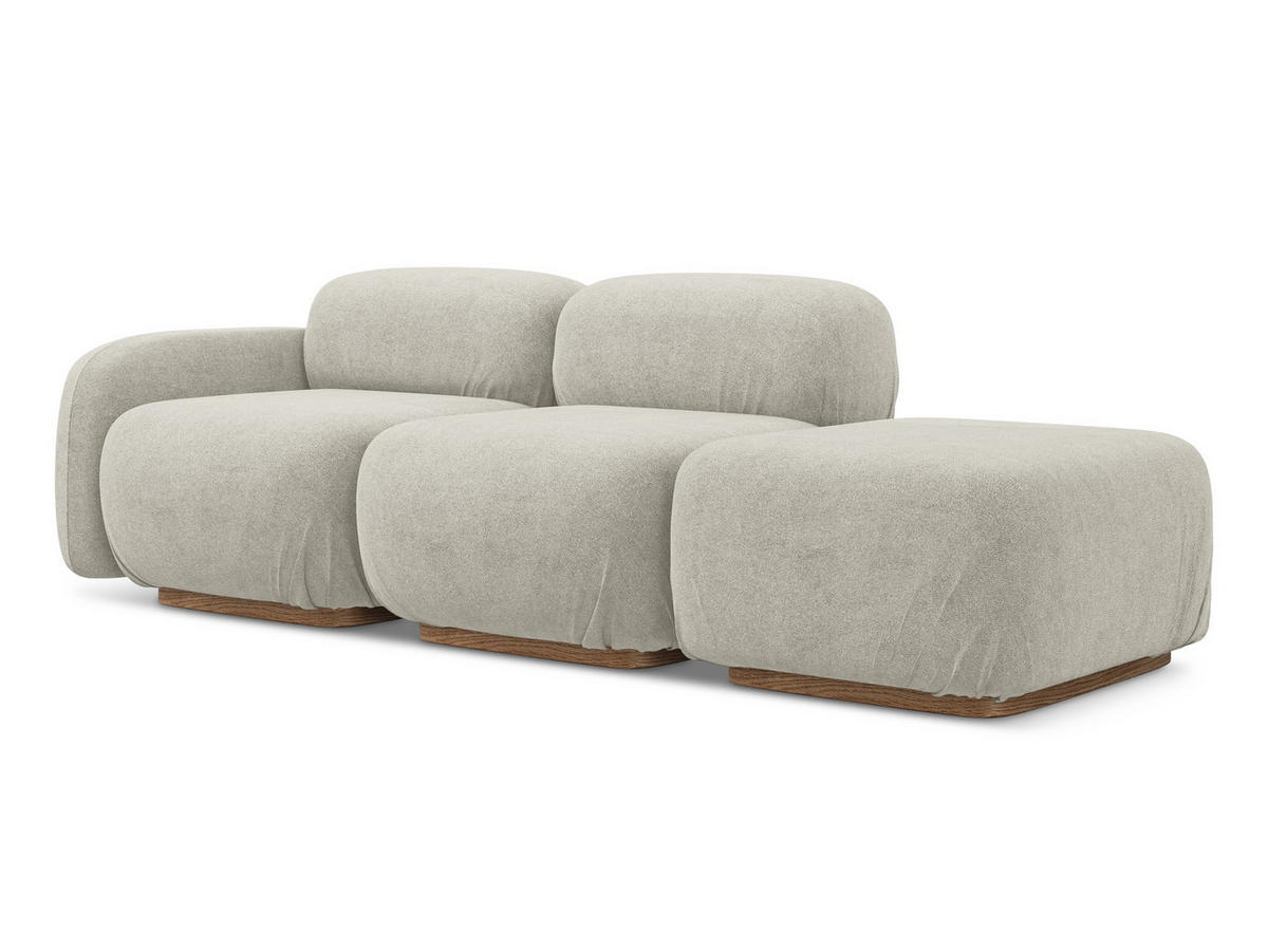 3-SITZER SOFA Rechts Bouclé Stoff Beige - Beige/Creme, Holz/Textil (258/73/95cm) - Makamii