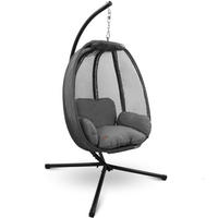 HÄNGESESSEL mit Gestell MELA Indoor/Outdoor Anthrazit - Anthrazit, Metall (120/185/100cm) - DELUKE