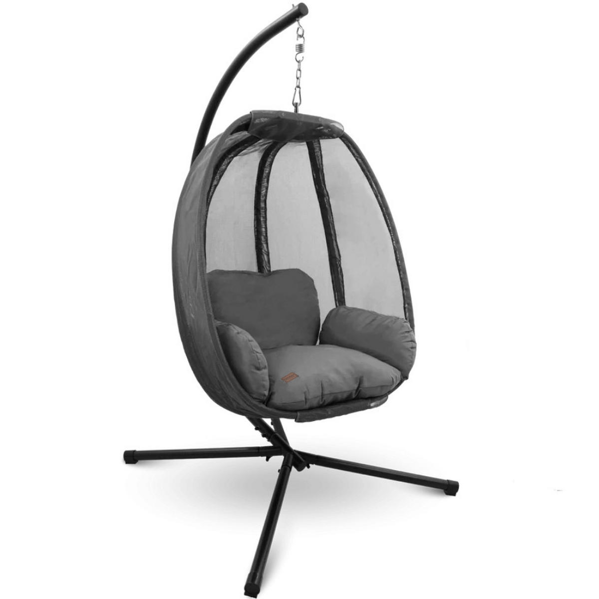 HÄNGESESSEL mit Gestell MELA Indoor/Outdoor Anthrazit - Anthrazit, Metall (120/185/100cm) - DELUKE