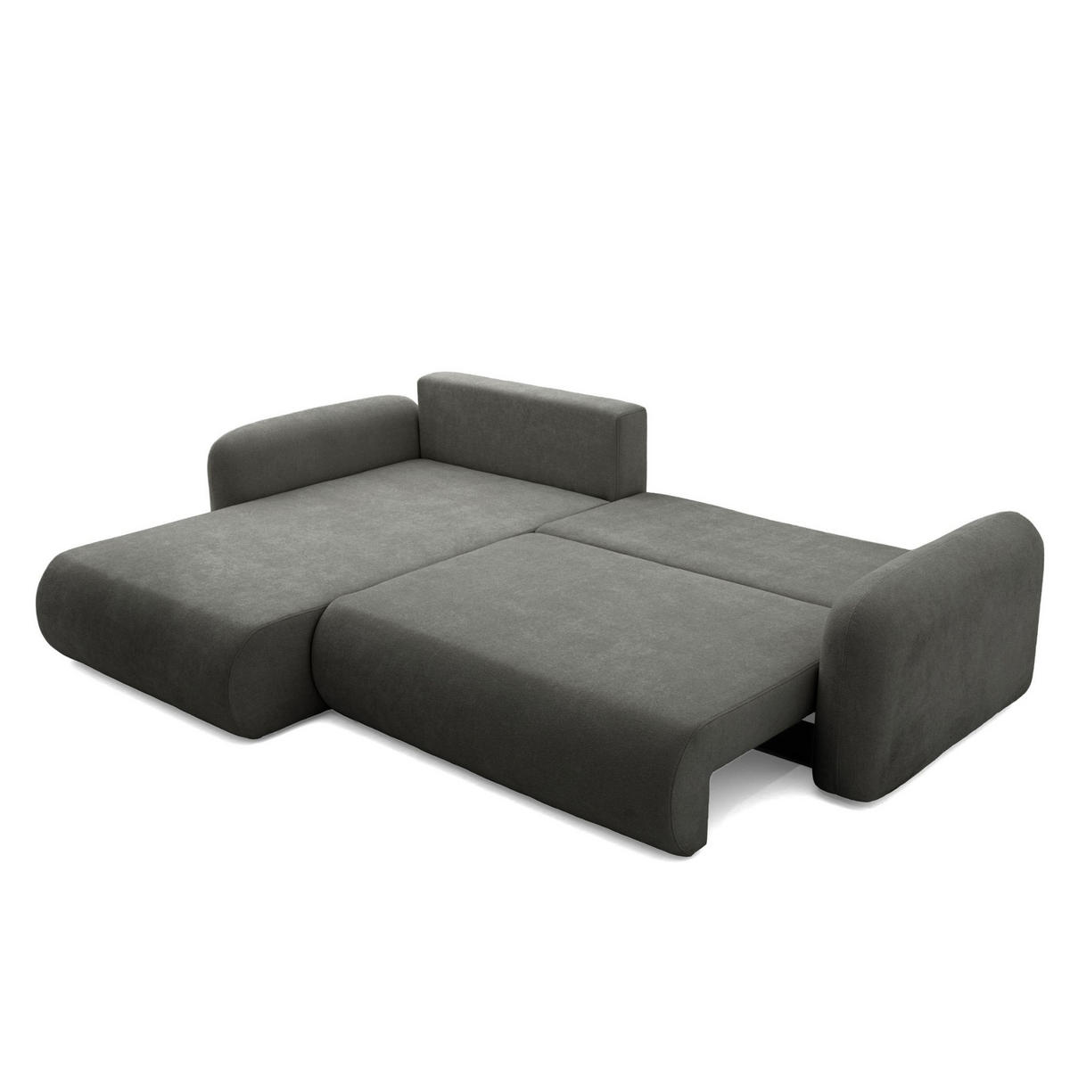 ECKSOFA NEST L Universal mit Schlaffunktion 157x240 Webstoff Dunkelgrau - Dunkelgrau/Schwarz, Holz/Textil (280/187cm) - Muffo