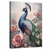 LEINWANDBILD Kran Natur Vogel Modern 100x70 - Multicolor, Holzwerkstoff (70/100cm) - Wallarena