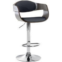 BARHOCKER Lederlook schwarz/grau - Schwarz/Grau, Textil/Metall (50/88/48cm) - CLP