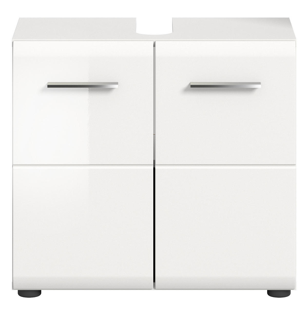 WASCHBECKENUNTERSCHRANK weiß Hochglanz, Badezimmer Unterschrank 60 cm - Weiß Hochglanz/Silberfarben, Holzwerkstoff/Kunststoff (60/54/30cm) - Inn.Furn