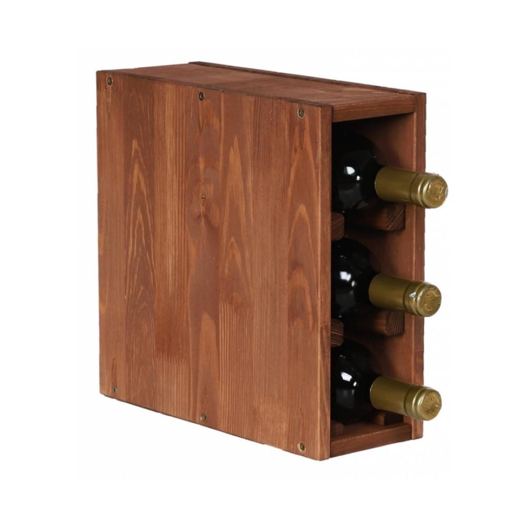 WEINREGAL Vincellar Mod 30x12x30 cm Schmal Modul Für 3 Flaschen Massives Kiefernholz Braun Geölt - Braun, Holz (12/30/30cm) - PROREGAL
