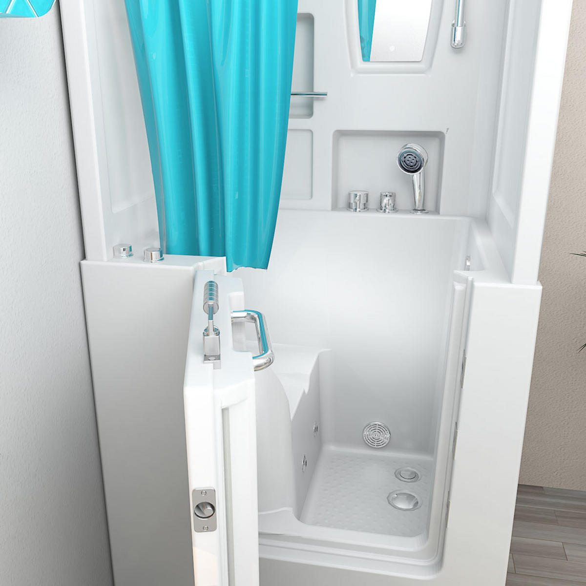 DUSCHE Whirlpool mit Tür S02D-WP-A-L - Weiß, Glas/Kunststoff (78/100/205cm) - AcquaVapore by Sandra Jentho