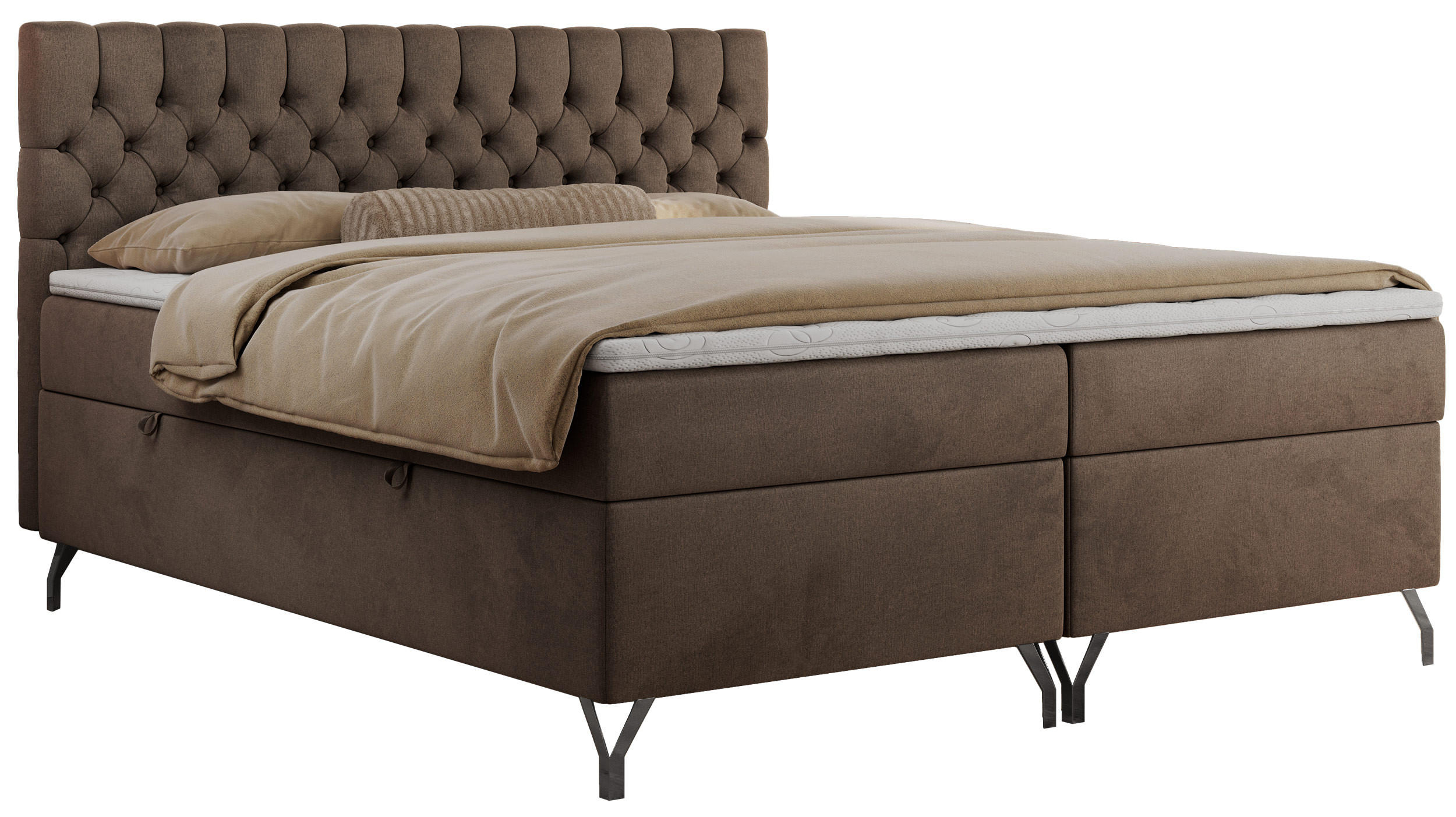 BOXBETT GRIMALDI 120/200 Braun Velvet - H4 - Braun, Holz/Textil (120/200cm) - MKS