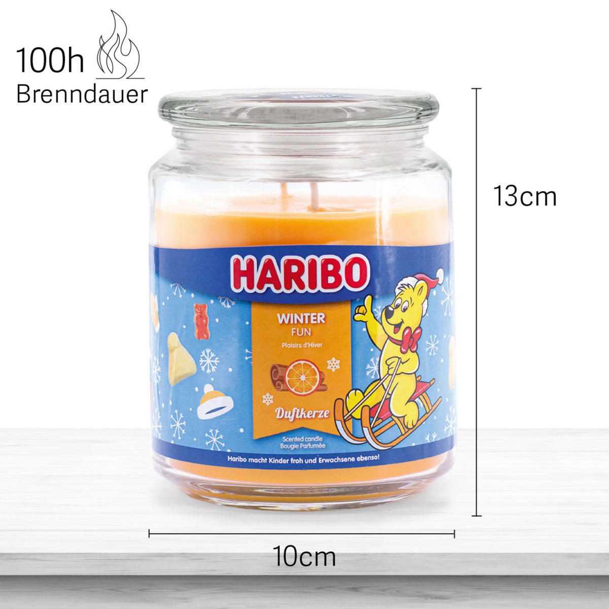 DUFTKERZE Haribo - Dunkelgelb, Glas/Naturmaterialen (13cm)