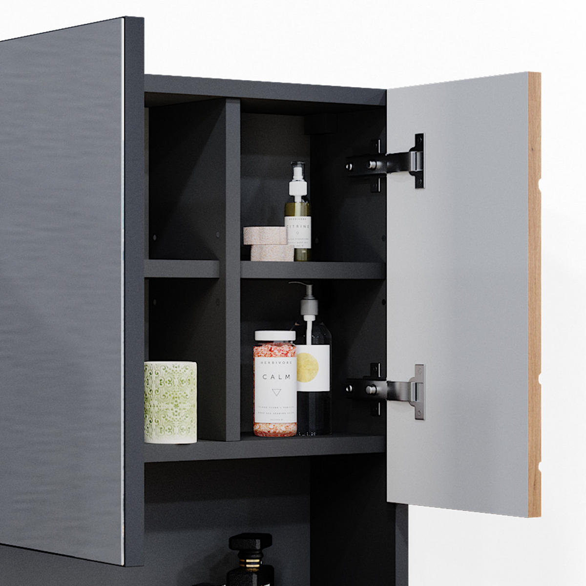BADSPIEGELSCHRANK Irma Goldkraft Eiche/Anthrazit 54 x 55 cm - Anthrazit/Eiche Wotan, Holzwerkstoff (54/55/16.9cm) - Vicco