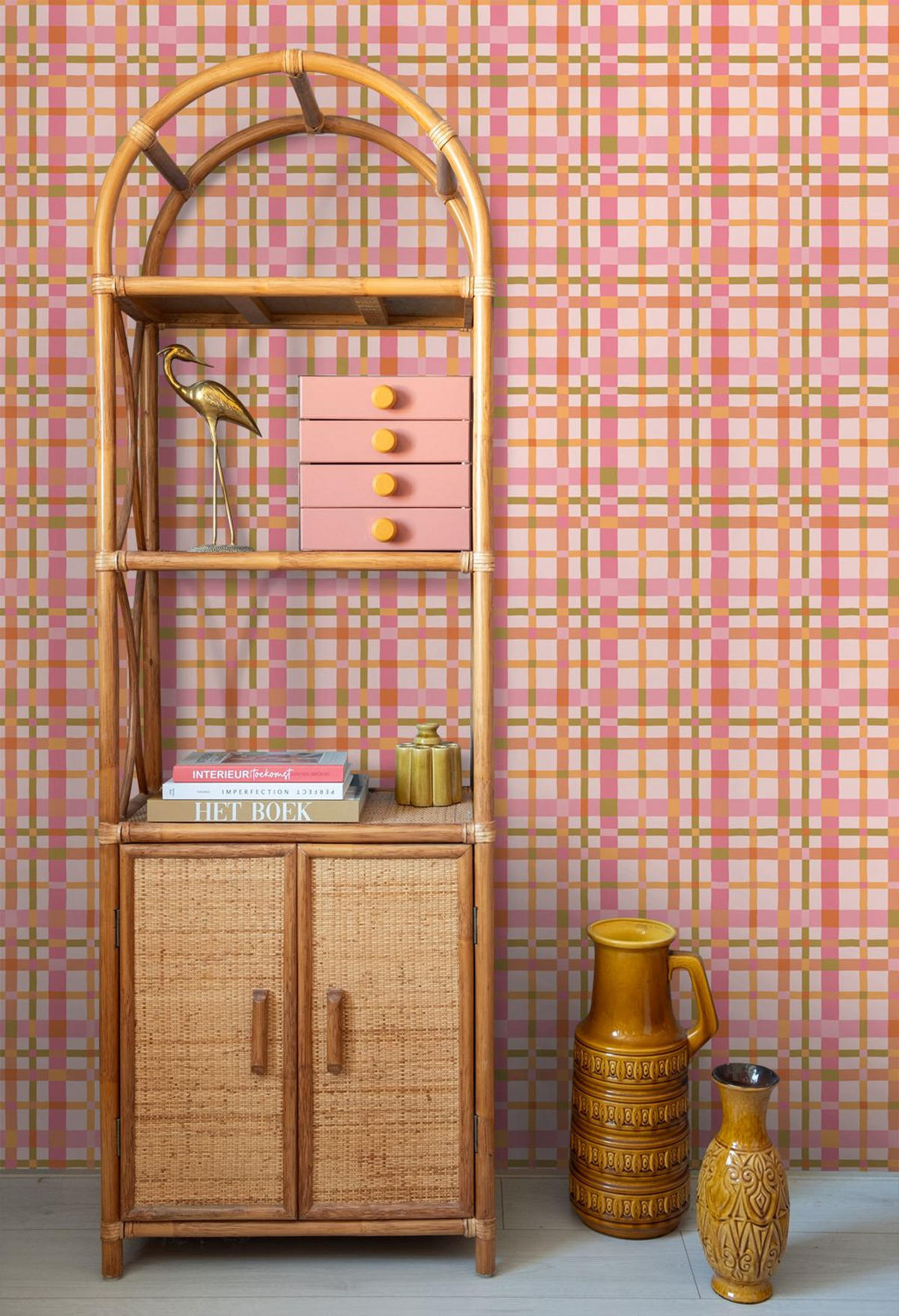 TAPETE Karomuster 50 x 900 cm - Pink, Papier (50/0.1cm) - ESTAhome