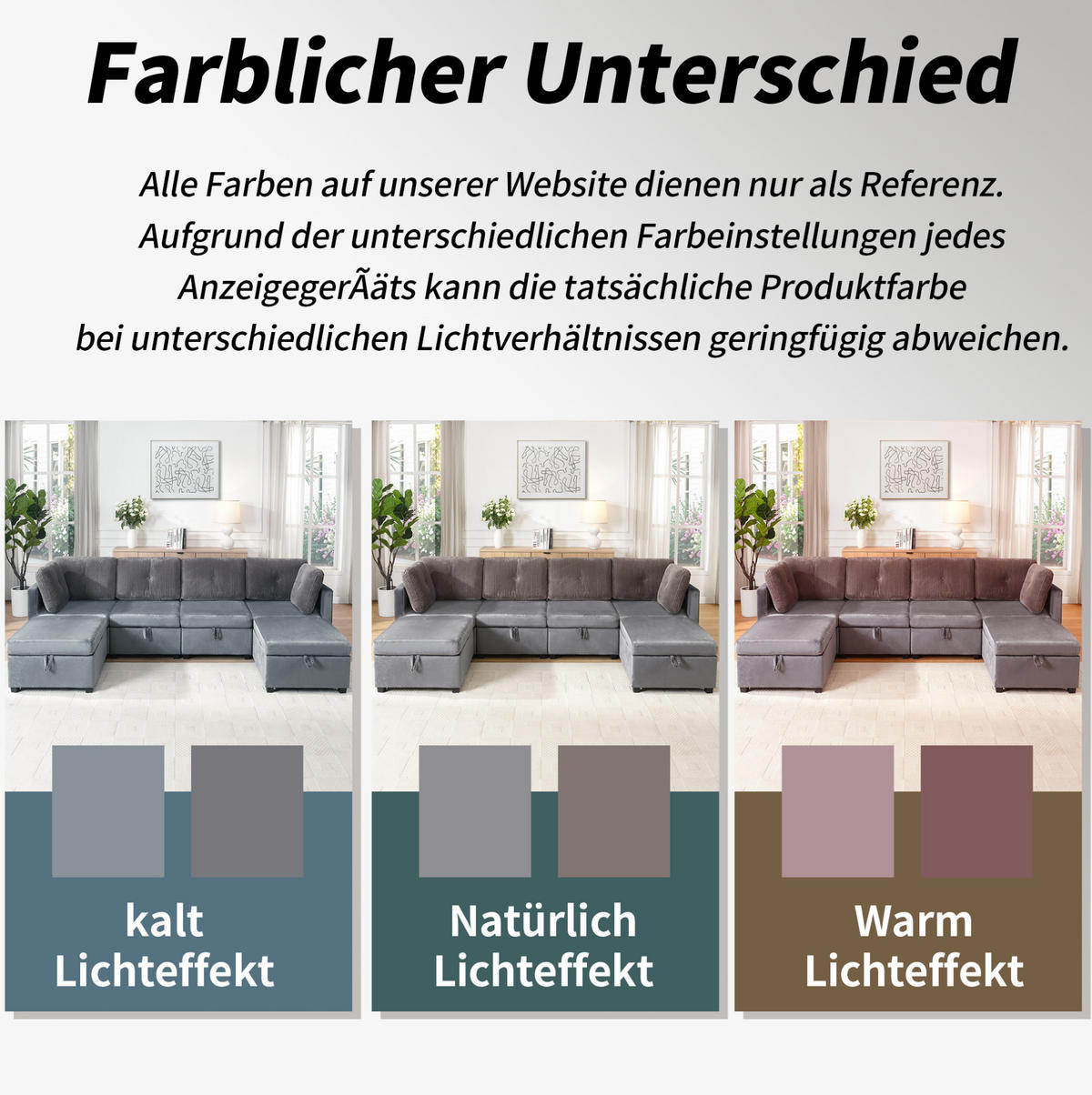 ECKSOFA aus Samt & Cord 261x132,5 cm in Antique Grey mit Stauraum - Grau, Textil (132.5/261cm) - Modfu