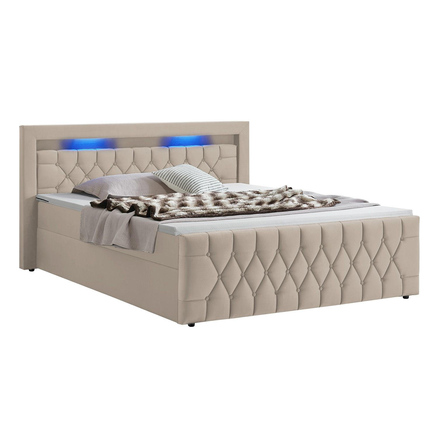 BOXBETT Leona Beige Samt 140x200 cm - Beige, Textil (140/200cm) - Juskys