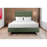 KOPFTEIL gepolstert - Gesteppt – Khakigrüner Stoff - 160 cm - Beige/Olivgrün, Karton/Holz (160/120/10cm) - Sommeil de Plomb