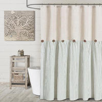 DUSCHVORHANG Grün Leinen Polyester Stil 183 x 183 cm fürs Badezimmer - Grün, Textil (183/183cm) - MCBOSON