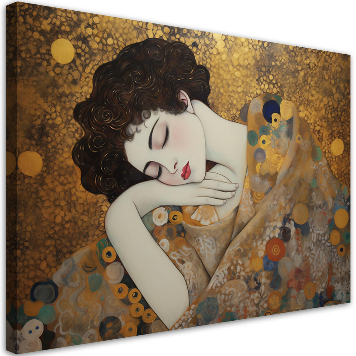 WANDBILD weibliches gesicht g. klimt - Goldfarben, Textil (60/40cm) - Feeby