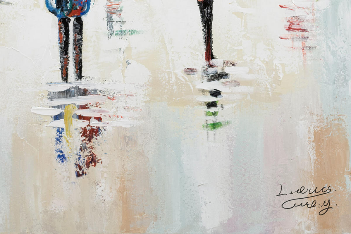 ACRYLBILD HANDGEMALT 80/80 cm - Blau/Gelb, Holz/Textil (80/80cm) - KUNSTLOFT