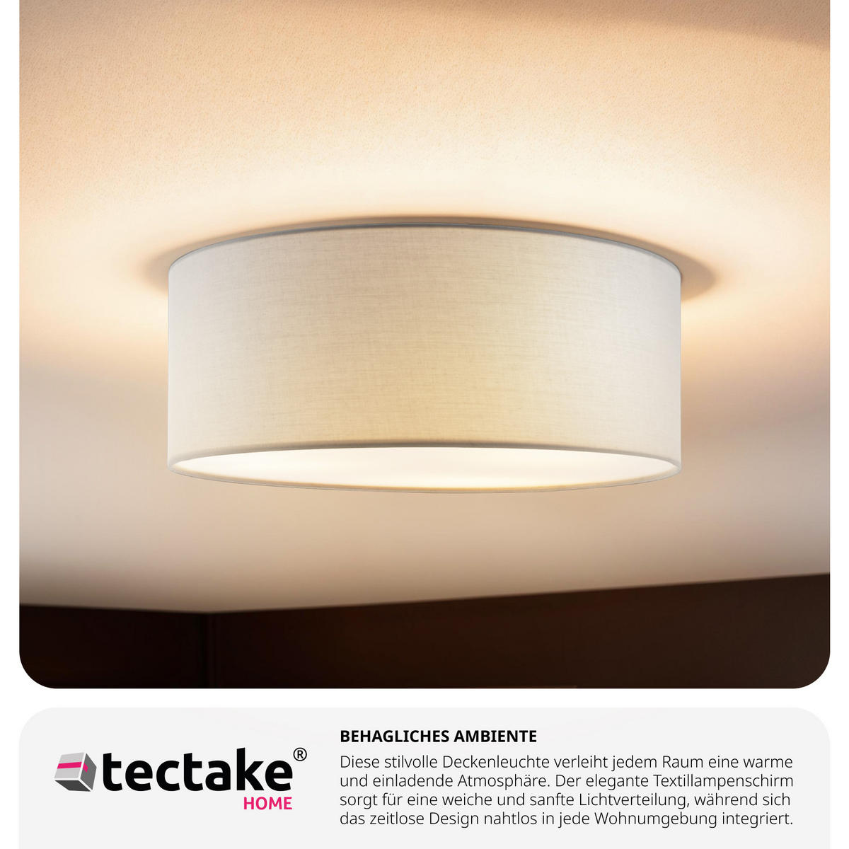 DECKENLEUCHTE Circum ,40 x 15,5 cm ,grau - Grau, Kunststoff (40/40/15.5cm) - tectake