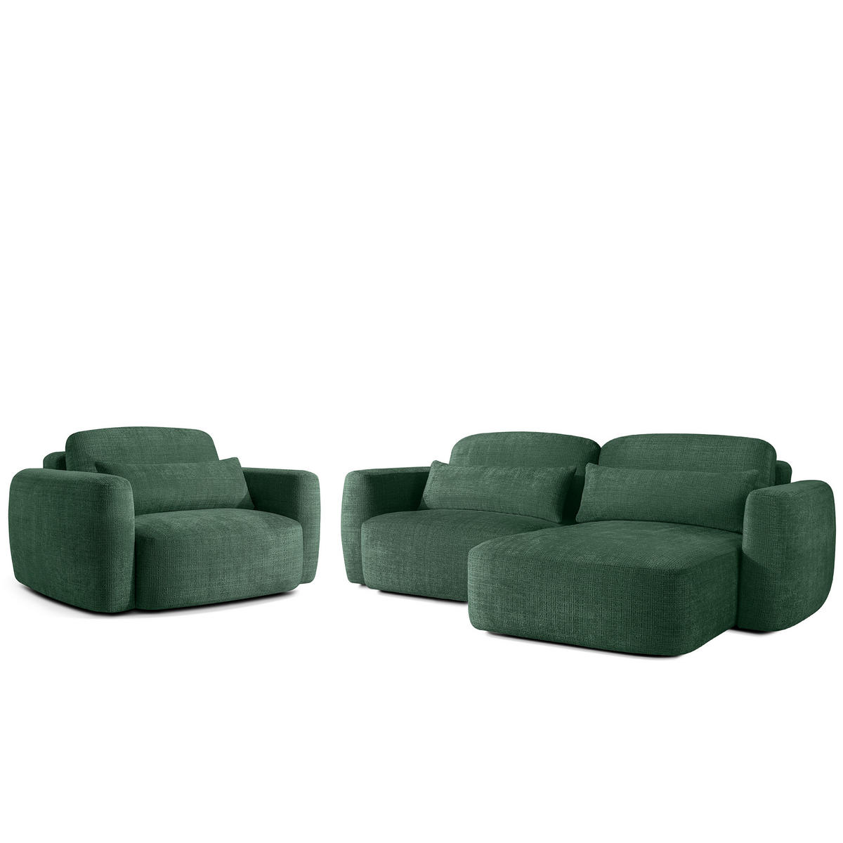 SITZGARNITUR ELOSA - Grün, Holz/Textil (245/85/165cm) - KONSIMO®