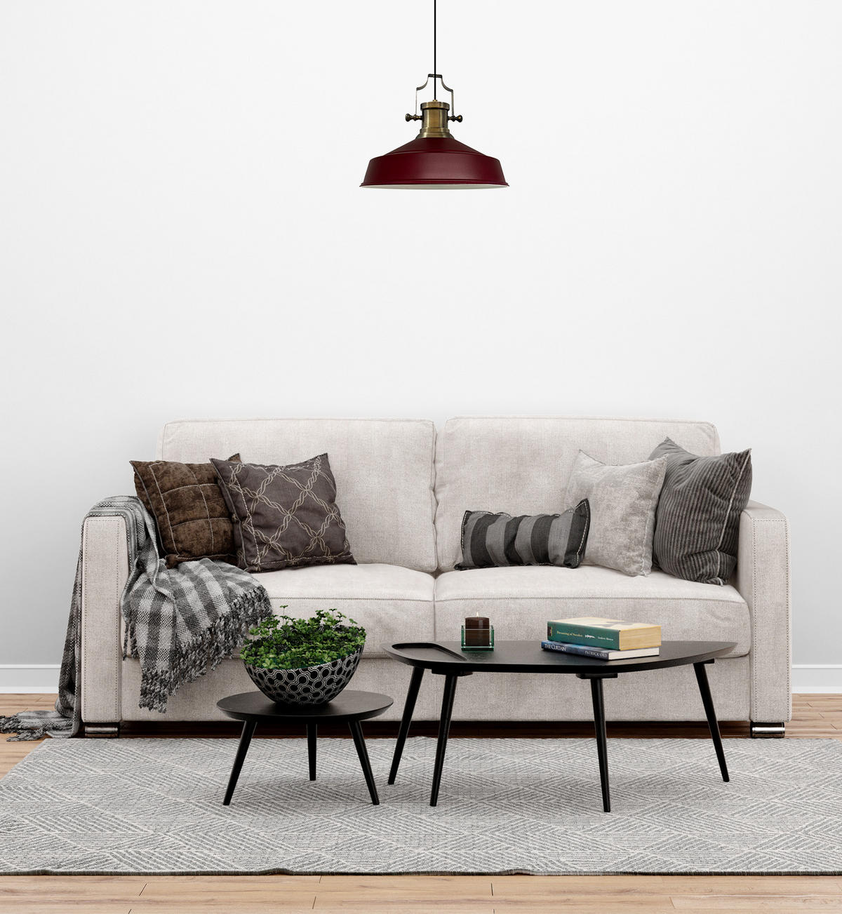 PENDELLEUCHTE Asletl 40/30 cm - Dunkelrot, Metall (40/30cm) - Bamyum