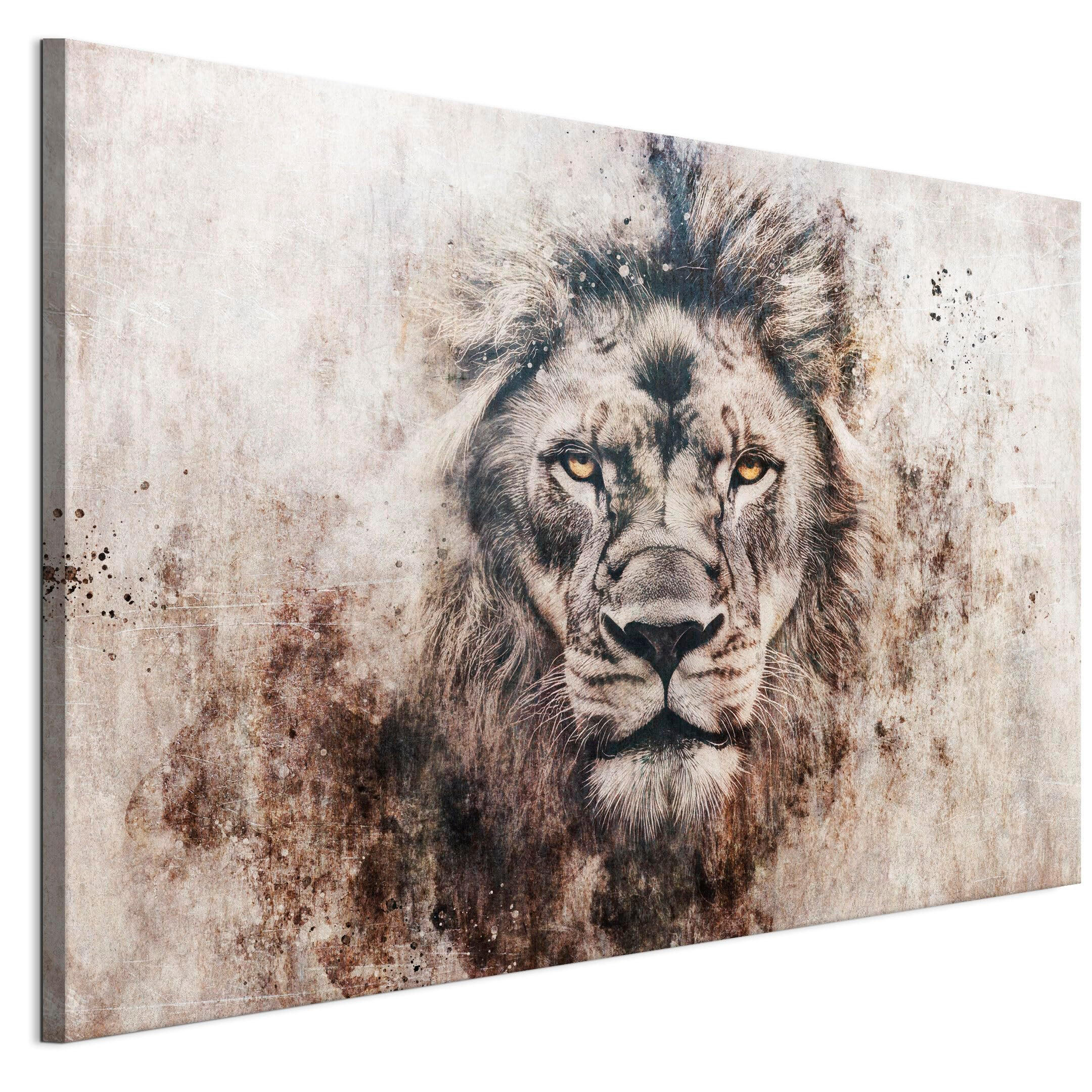 LEINWANDBILD Löwe 90x60 cm - Multicolor, Holz (90/60cm) - LUMASOUL