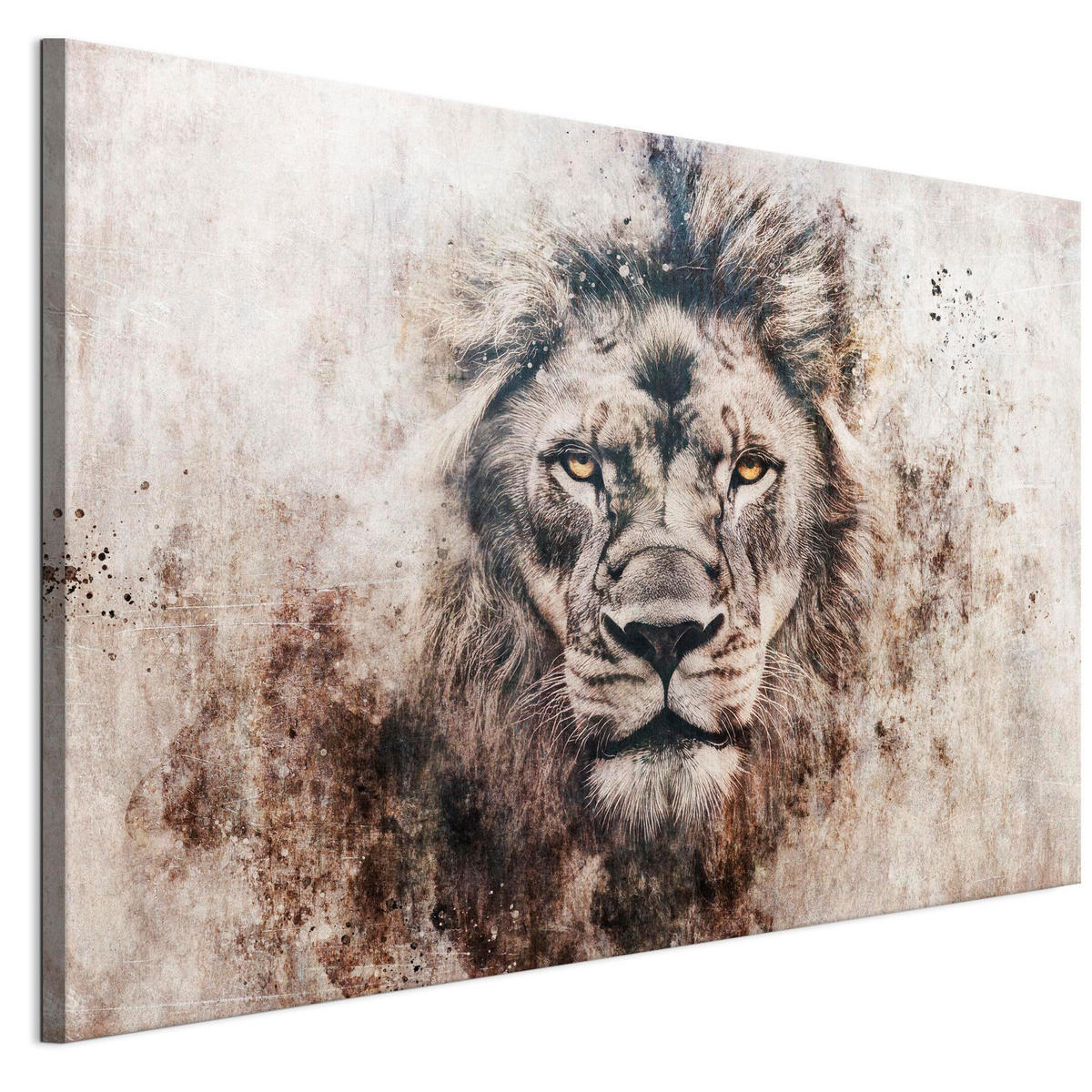 LEINWANDBILD Löwe 90x60 cm - Multicolor, Holz (90/60cm) - LUMASOUL