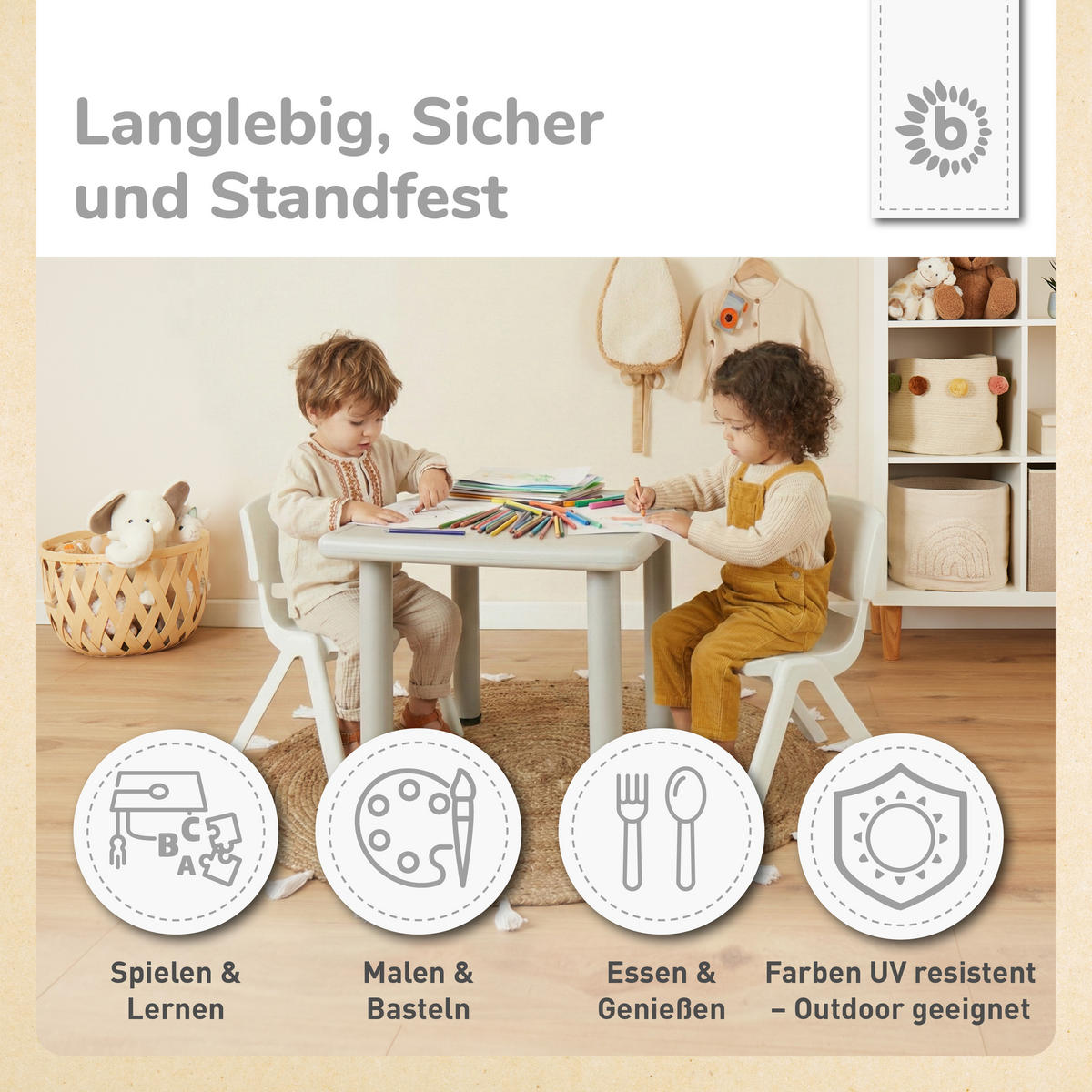 KINDERSTUHL bis 80 kg belastbar - Weiß, Kunststoff (34/51.5/36cm) - Bieco Spielwaren
