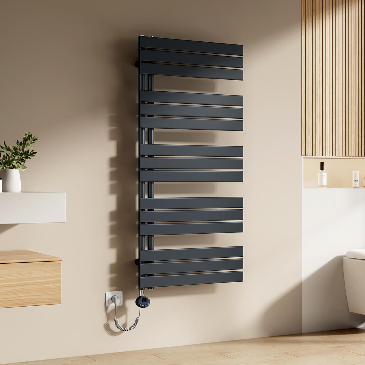 HEIZKÖRPER Elektrisch WLAN Thermostat Anthrazit - Anthrazit, Metall (60/132/5.9cm) - EMKE