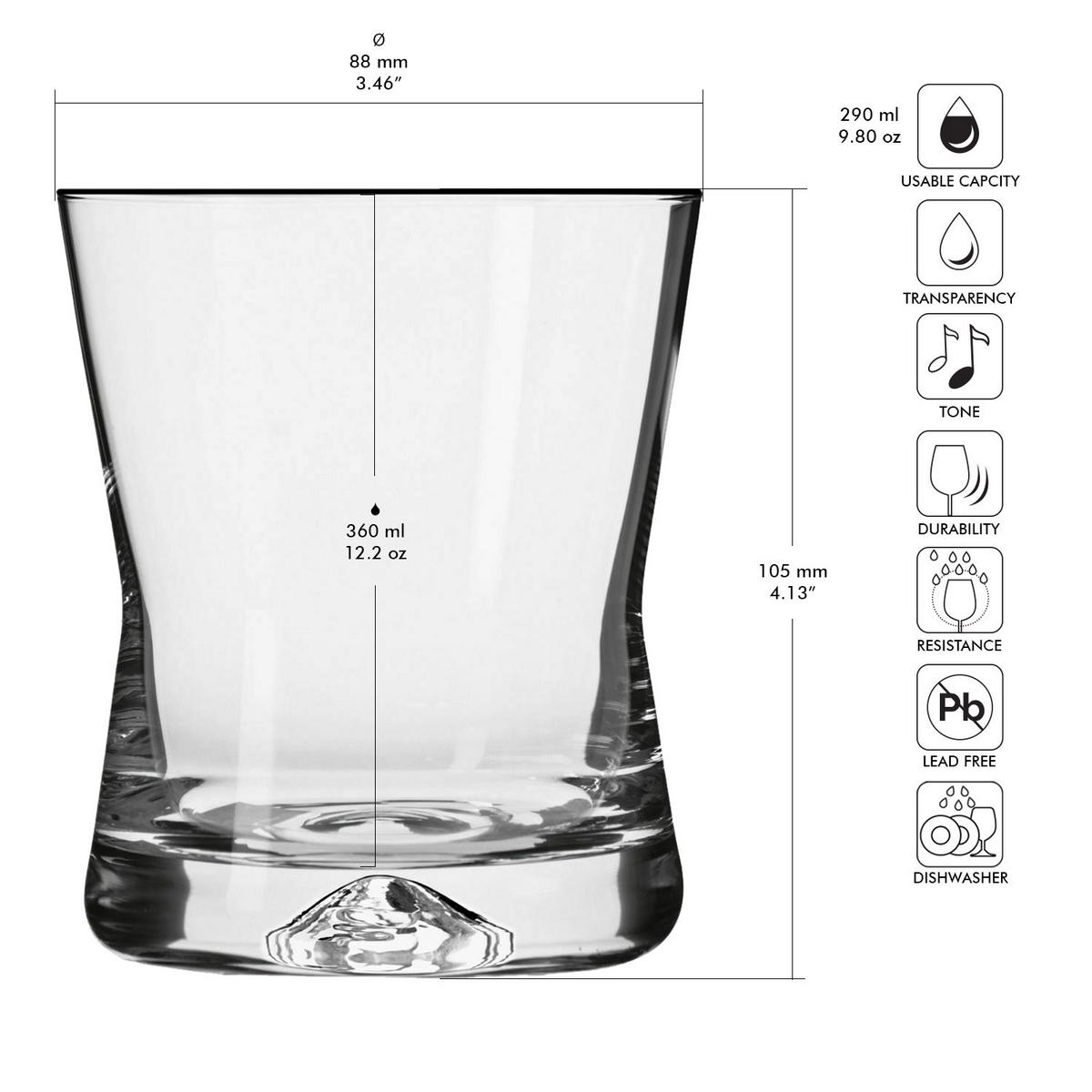 WHISKYGLÄSER, 6er-Set, 360 ml - Transparent, Glas (0.36L) - Krosno Glass