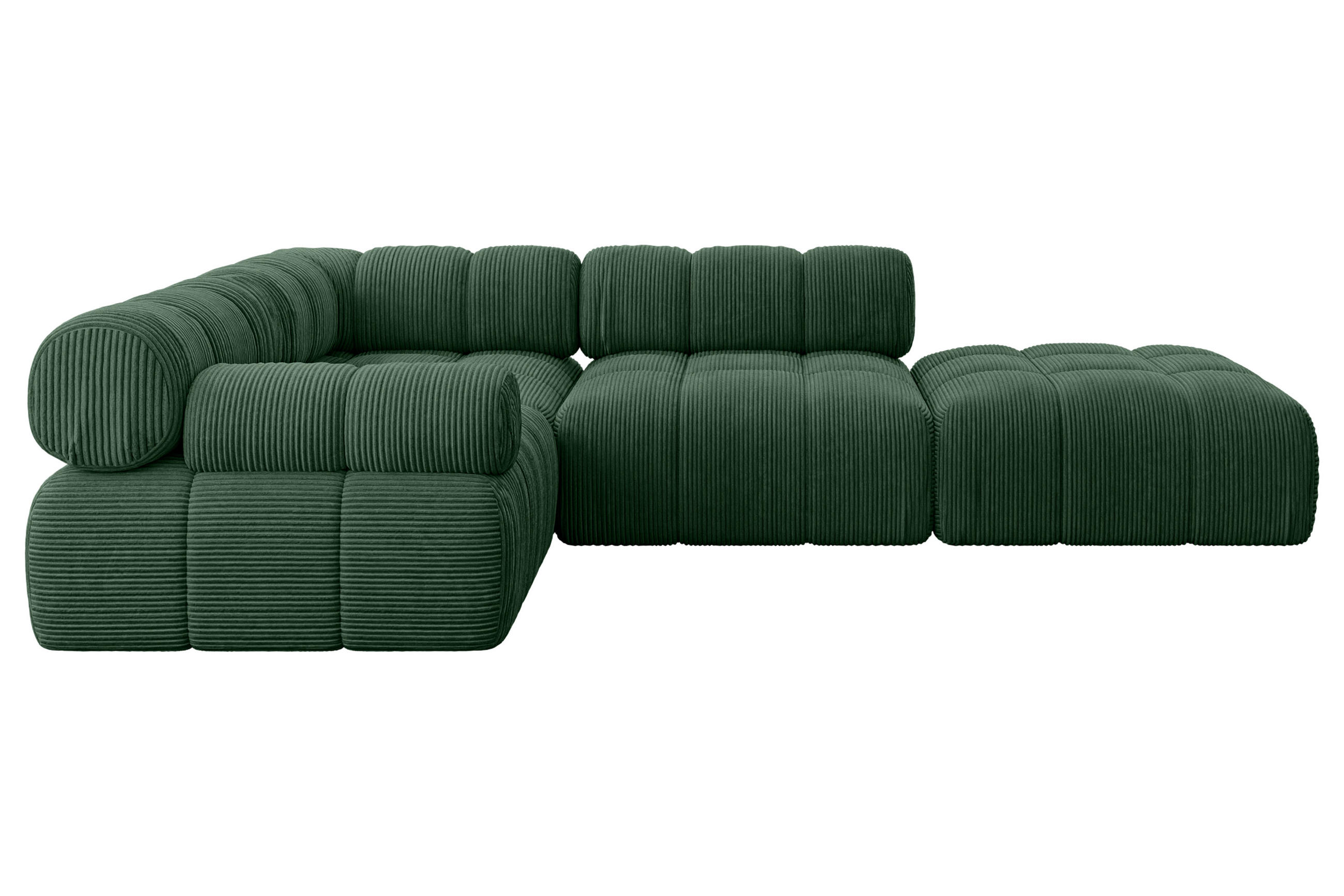 ECKSOFA modulares Sofa Felto-L1 - 285x190x70 cm Grün Cord - Grün, Holzwerkstoff/Textil (285/190cm) - ALTDECOR