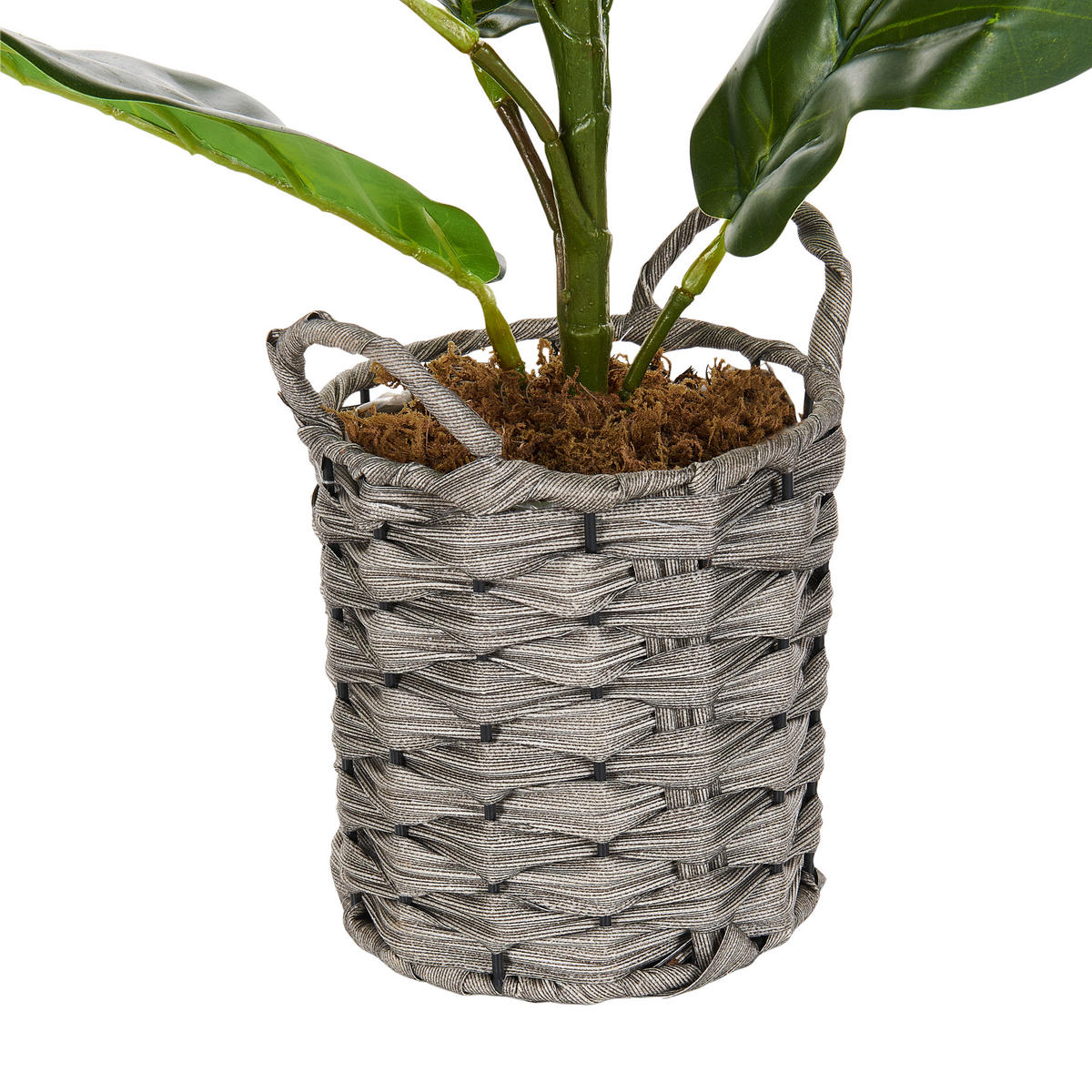 KÜNSTLICHE Topfpflanze 72 cm Grün/Schwarz Fiddle Leaf Tree - Schwarz/Grün, Kunststoff (72cm) - Beliani