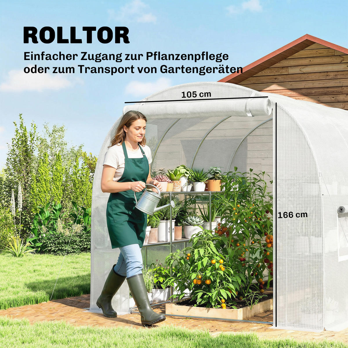 FOLIENGEWÄCHSHAUS Verzinkter-Stahl PE Weiß - Weiß, Metall (198/191/275cm) - Outsunny