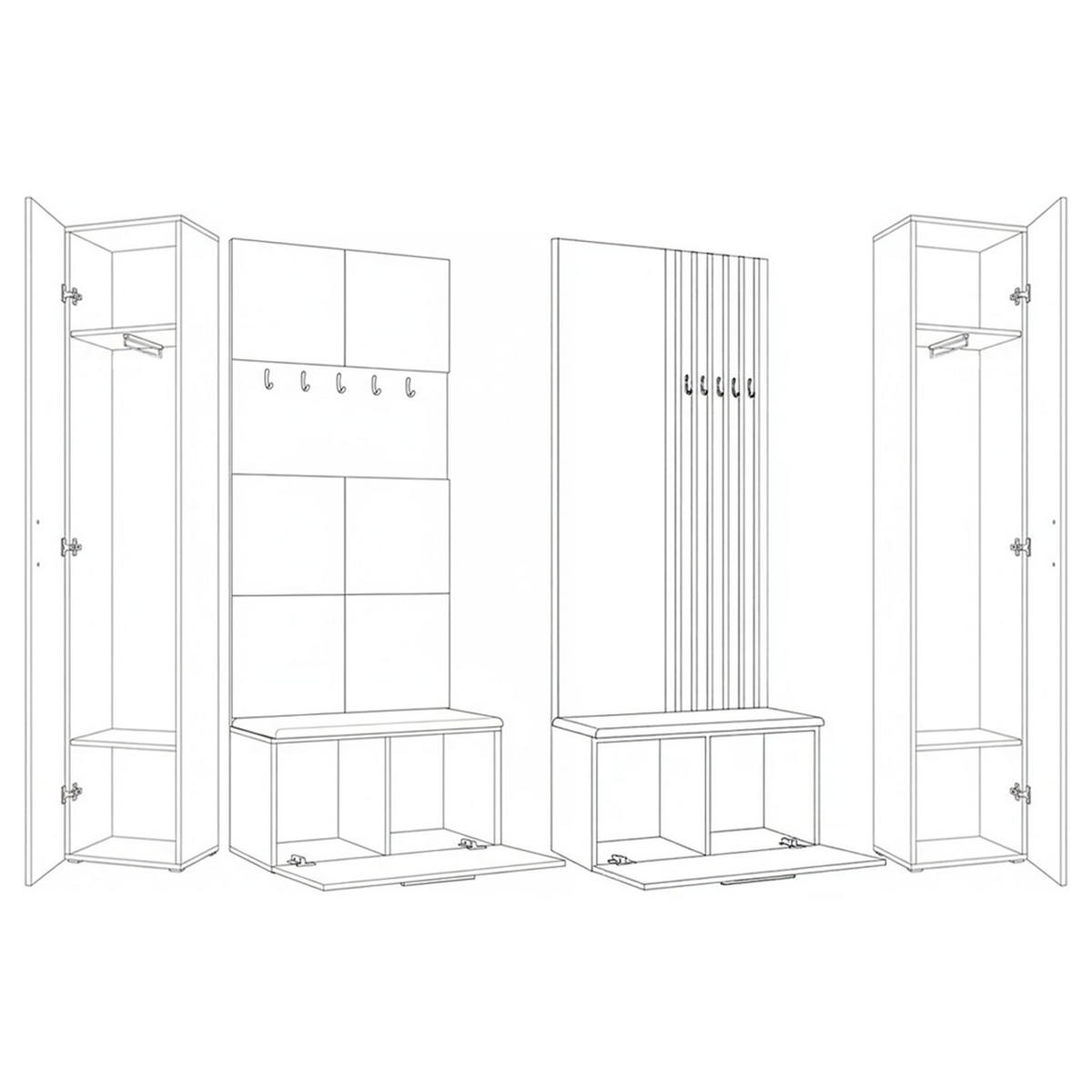 GARDEROBENSCHRANK MODULO 241,2/204/40 cm Modern Garderobe-Set Grau - Schwarz/Grau, Holzwerkstoff (241.2/204/40cm) - MASSENO