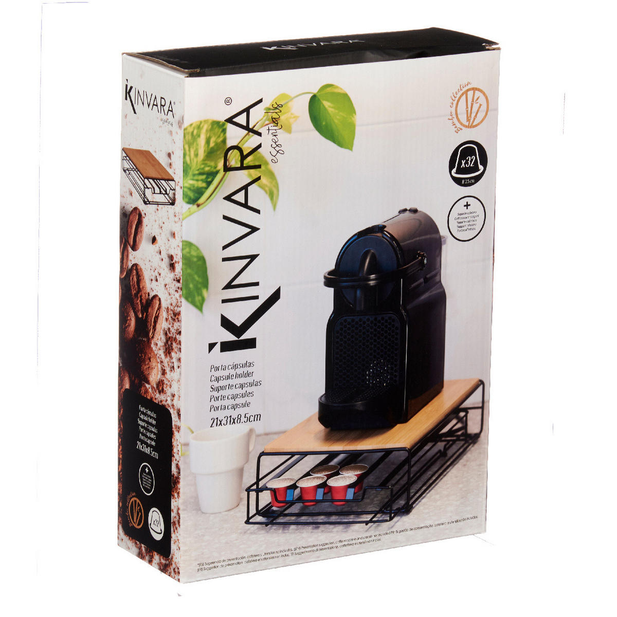 KAFFEEKAPSELBEHÄLTER 32 Kapseln Seris 31/21/8,5 cm - Schwarz, Naturmaterialen (21/8.5/31cm) - Kinvara