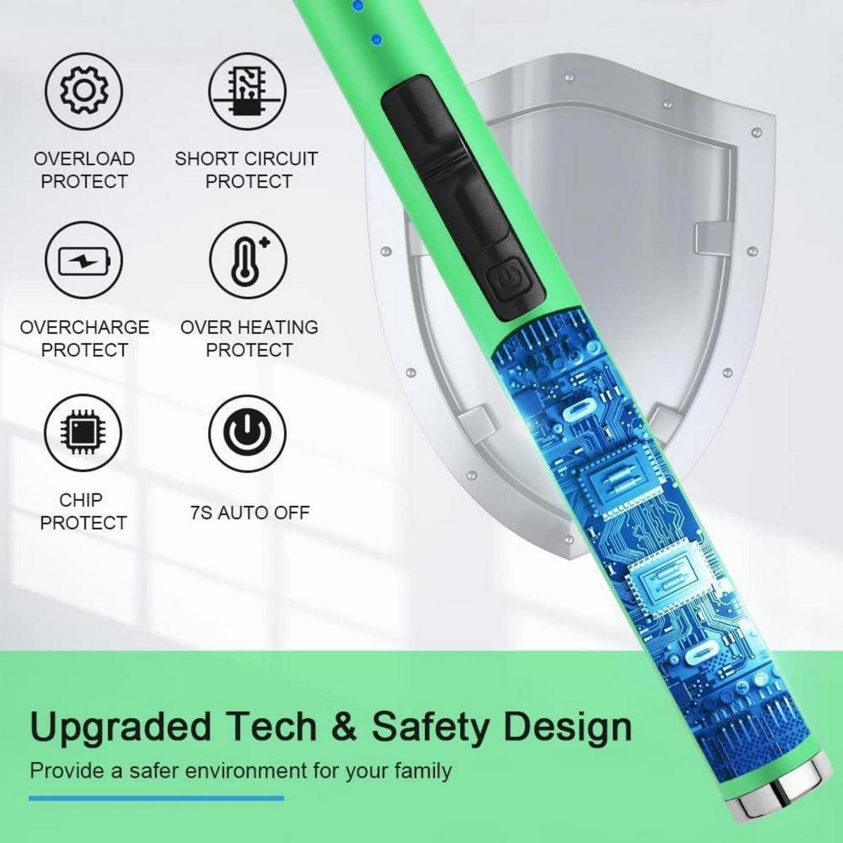 STABFEUERZEUG Plasma USB Aufladbar Grün - Hellgrün, Kunststoff (4/1.9/17.8cm)