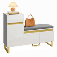 SCHUHSCHRANK 120/35/85 cm mit Sitzkissen, Schublade und Stauraum, MDF in Hochglanz, Weiß - Weiß, Holzwerkstoff (120/85/35cm) - Redom