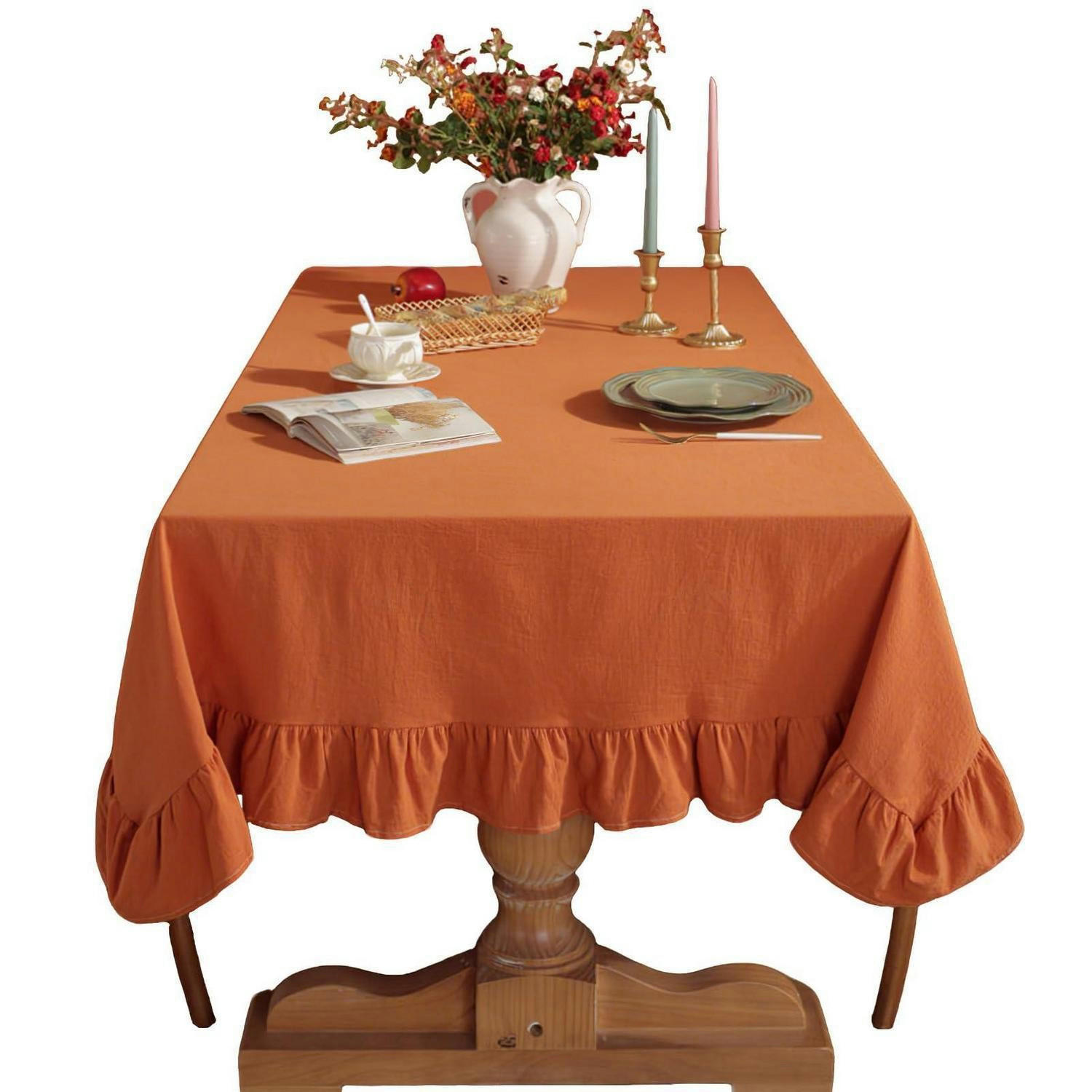 TISCHDECKE Leinenoptik Orange 120 x 160 cm - Orange, Textil (160/120/1.5cm)