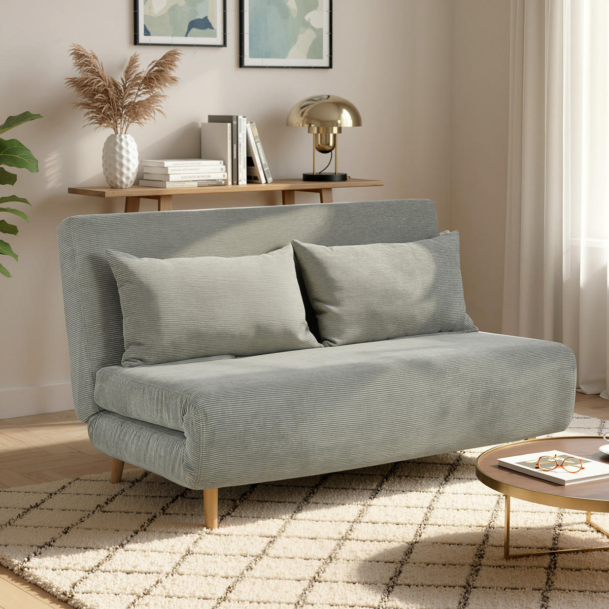 2-SITZER Schlafsofa Grau 141.0/90.0/81.0 cm - Grau, Textil (90/81/141cm)